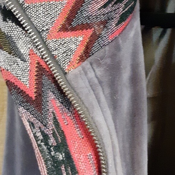 America & Beyond Boho Southwestern Aztec Velvet Parka Jacket Size Large - Picture 11 of 12